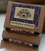 Lacets noirs avec bijou tissé en micromacramé inspiration ateba – Camaïeu de brun artisanal